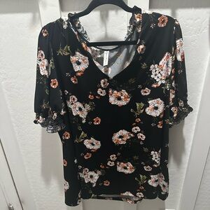Perseption Black Floral Blouse